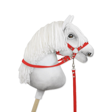 Hobby Horse Gurtbandzügel für Pferdehalfter - rot